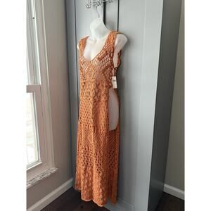 Anthropologie Crochet Maxi Cover Up Dress Women’s Small Sleeveless Boho NWT